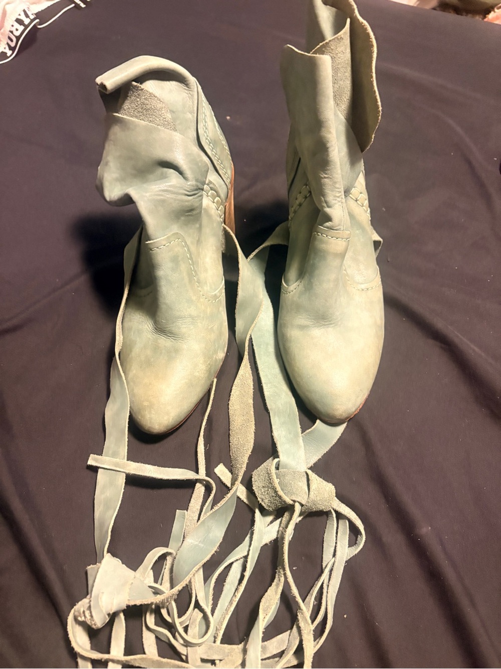 Women’s Lace-Up Ankle Boots in Sage Green free people